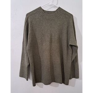 Zara Womens Medium Soft Texture Drop Sleeve Wool Mock Neck Sweater Sage Green